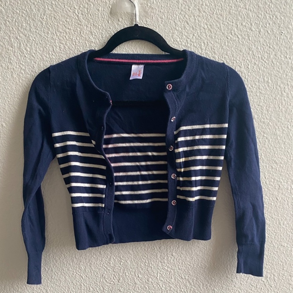Cat&Jack Children’s Girls Blue Striped Cardigan(S)